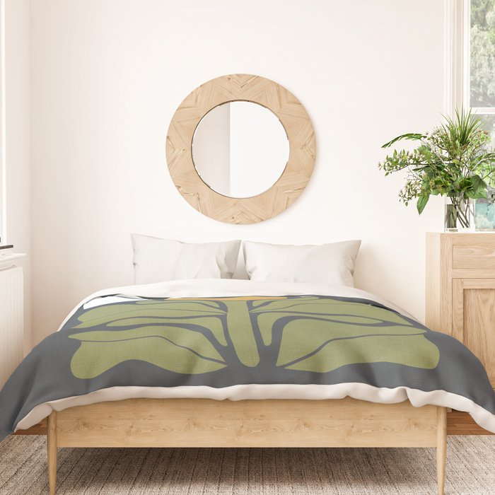 Modern Boho Art Nouveau Floral 3.1 ochre green grey Duvet Cover Gallery Image 3