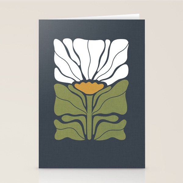 Modern Boho Art Nouveau Floral 3.1 ochre green grey Stationery Card Gallery Image 1
