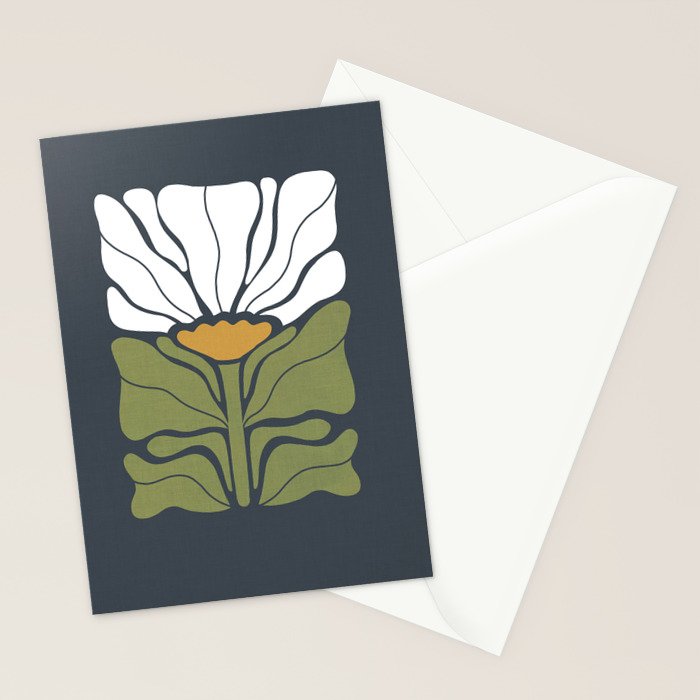 Modern Boho Art Nouveau Floral 3.1 ochre green grey Stationery Card Gallery Image 2