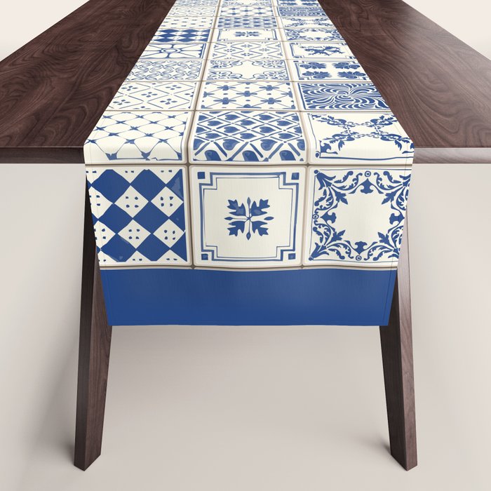 Blue Ceramic Tiles Table Runner Gallery Image 1