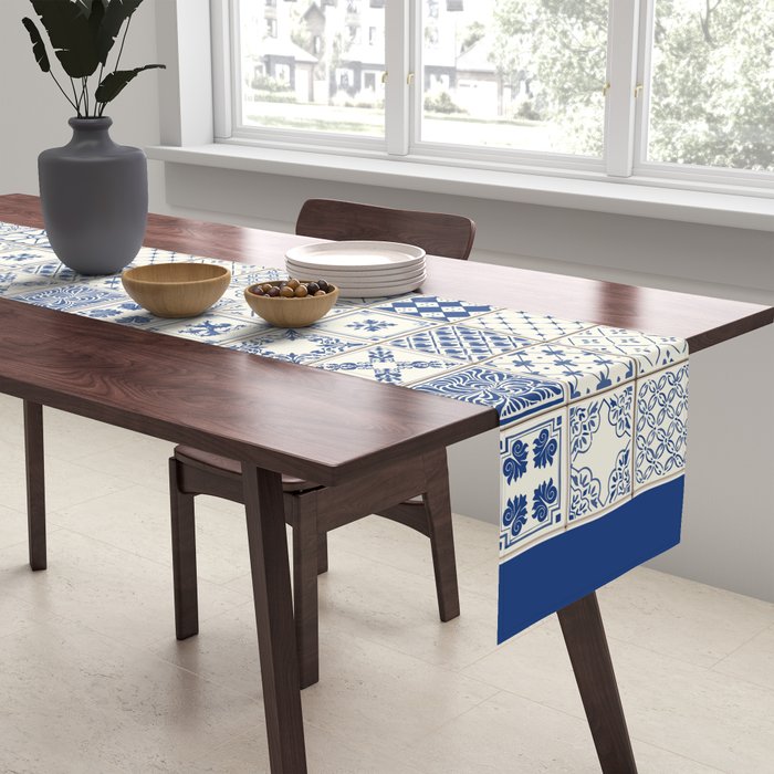 Blue Ceramic Tiles Table Runner Gallery Image 2