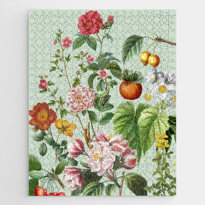 Persimmon Botanical Bloom Mint Green  Jigsaw Puzzle Gallery Image 1