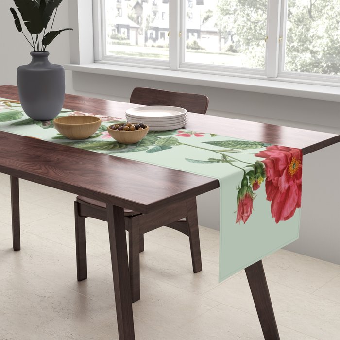 Persimmon Botanical Bloom Mint Green  Table Runner Gallery Image 2