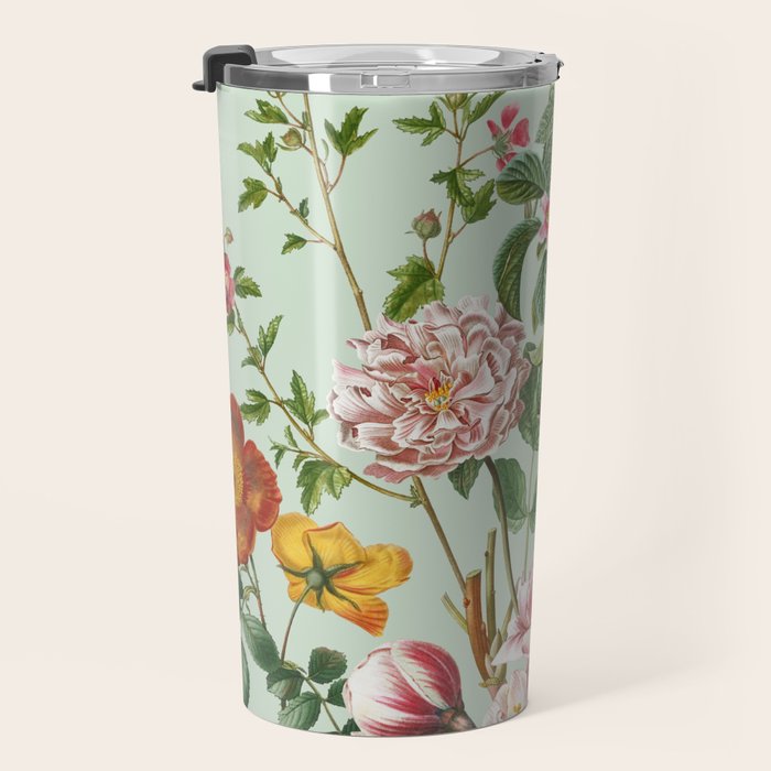 Persimmon Botanical Bloom Mint Green  Travel Mug Gallery Image 3