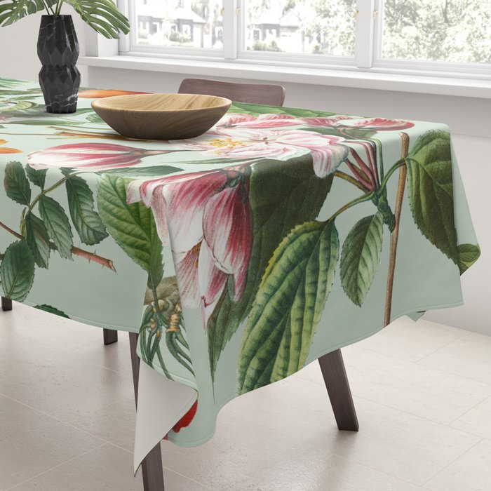 Persimmon Botanical Bloom Mint Green  Tablecloth Gallery Image 3