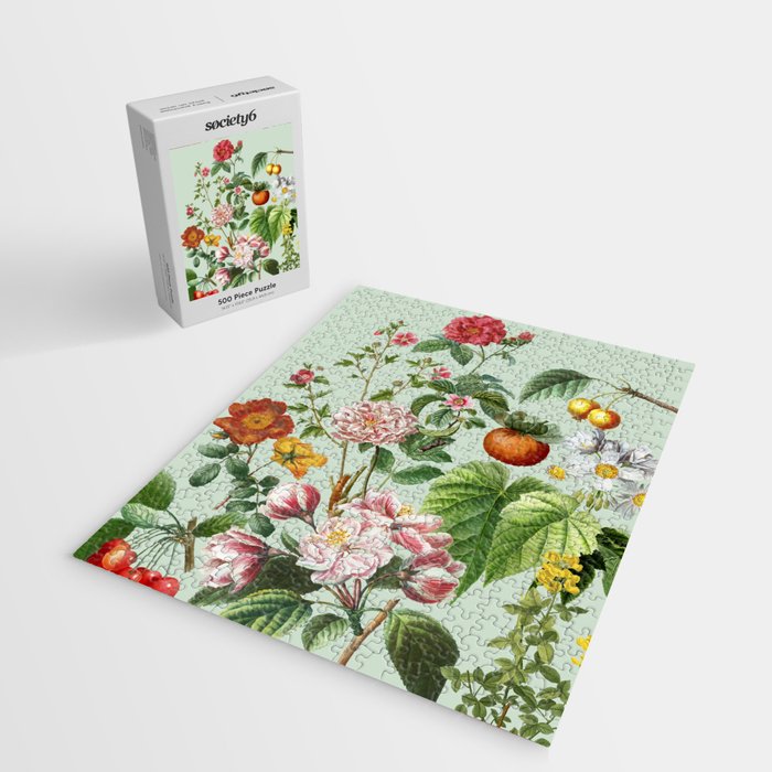 Persimmon Botanical Bloom Mint Green  Jigsaw Puzzle Gallery Image 2