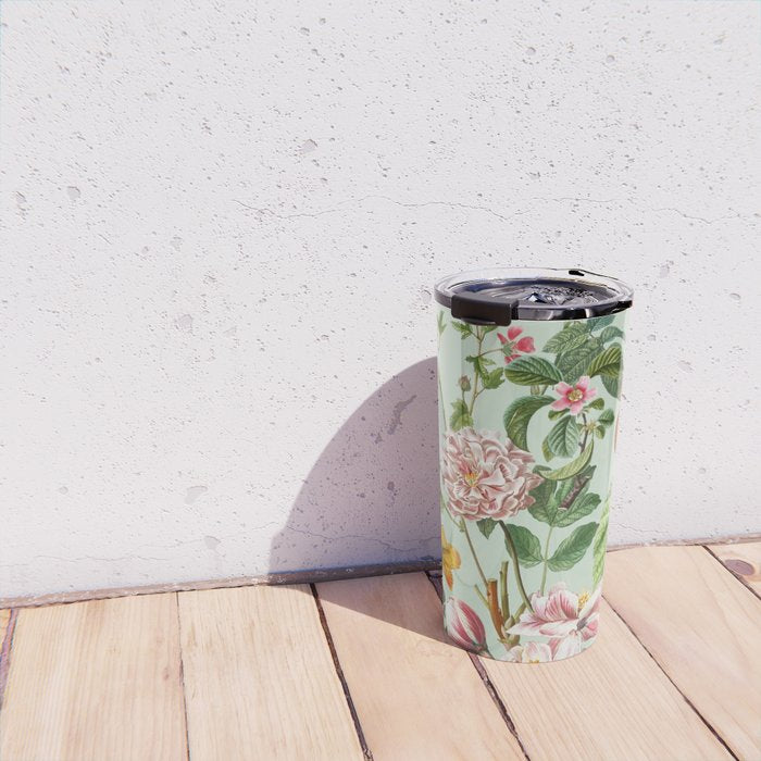 Persimmon Botanical Bloom Mint Green  Travel Mug Gallery Image 4