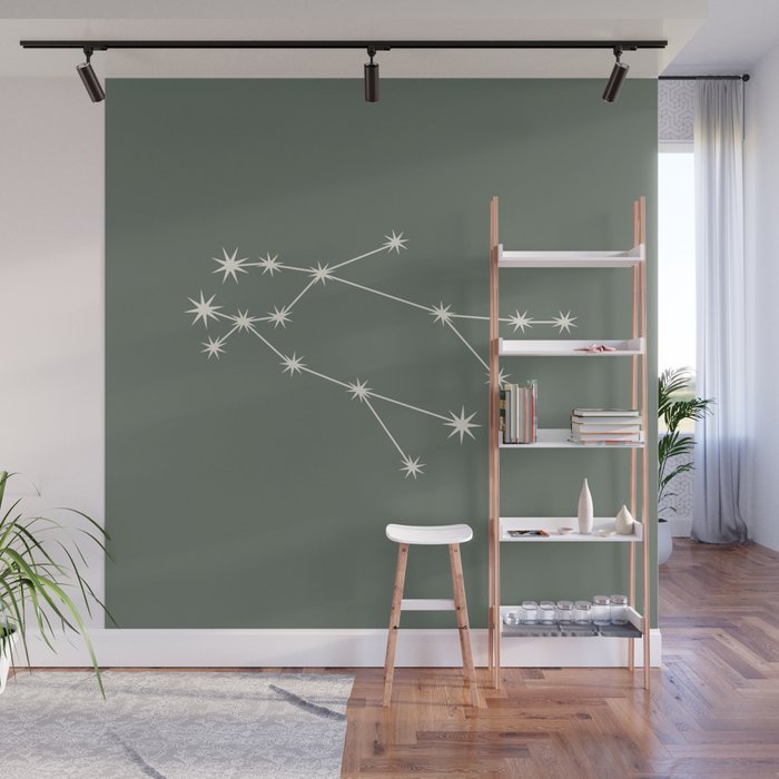 Gemini Zodiac Star Constellation Line Art Sage Wall Mural Gallery Image 1