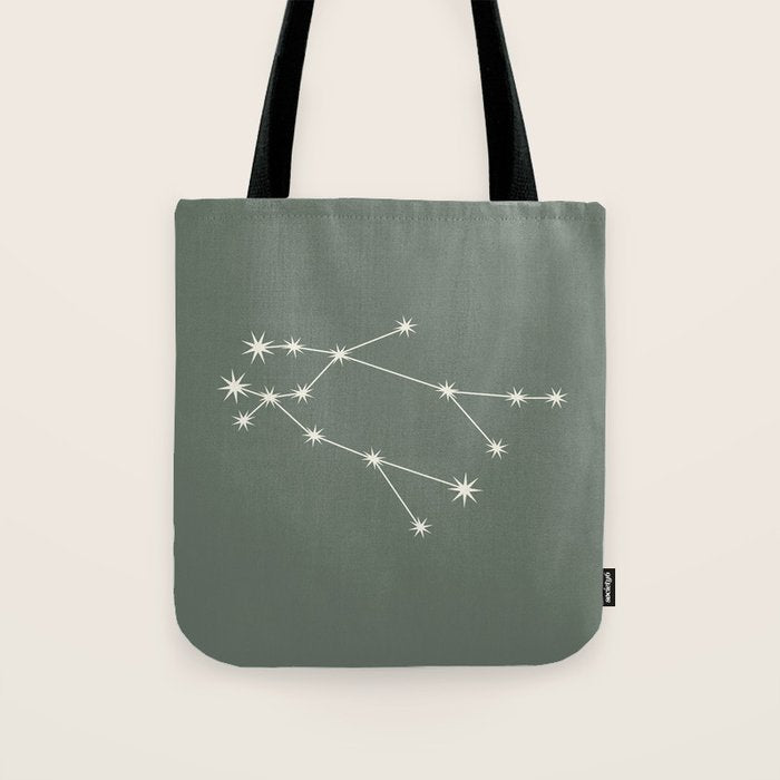 Gemini Zodiac Star Constellation Line Art Sage Tote Bag Gallery Image 1