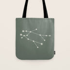 Gemini Zodiac Star Constellation Line Art Sage Tote Bag Gallery Image 1