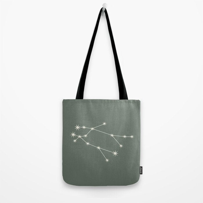 Gemini Zodiac Star Constellation Line Art Sage Tote Bag Gallery Image 2