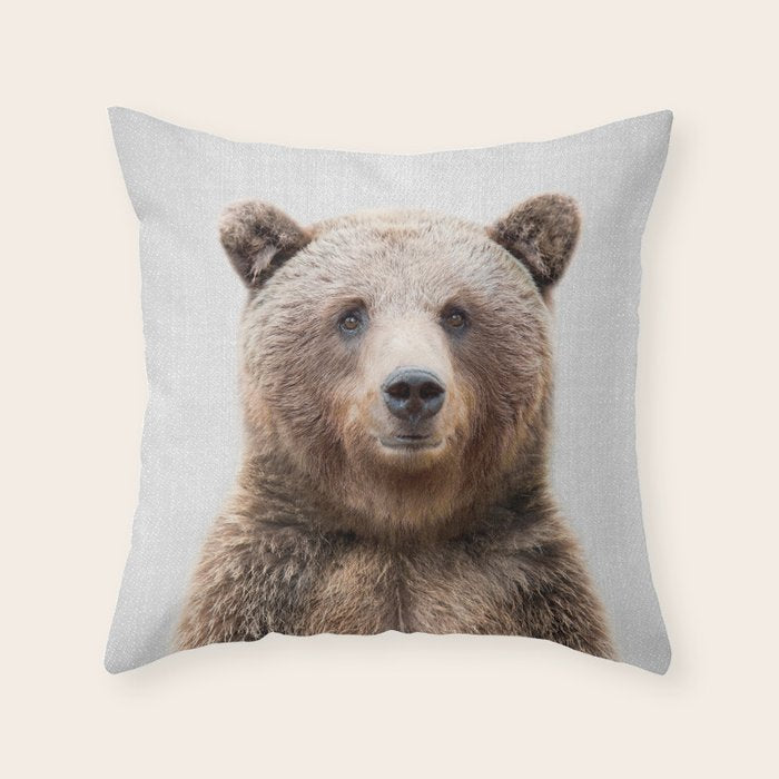 Grizzly Bear - Colorful Throw Pillow Gallery Image 6