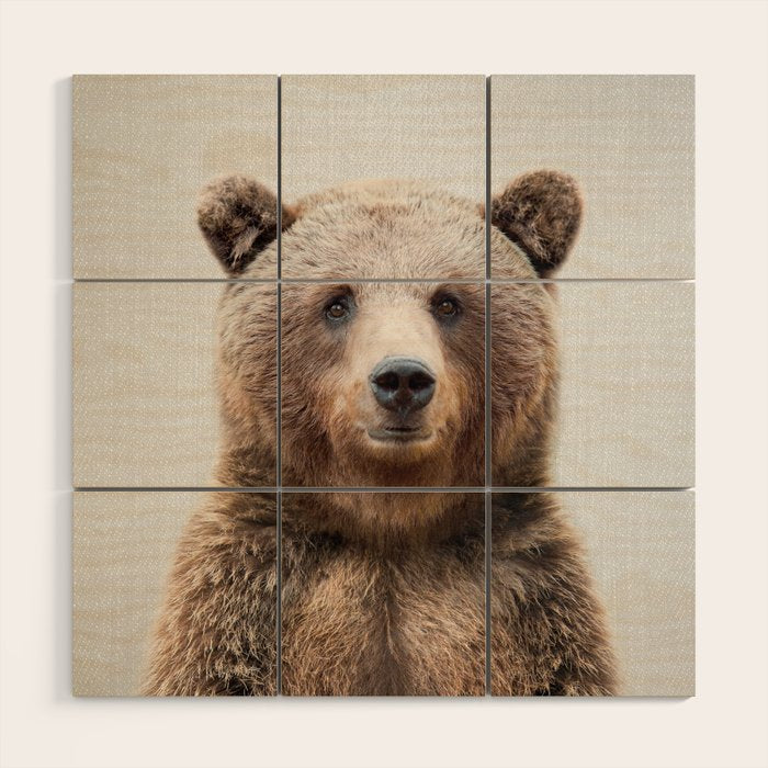 Grizzly Bear - Colorful Wood Wall Art Gallery Image 1