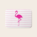 Flamingo & Stripes - Blush Hot Pink Bath Mat Gallery Image 1