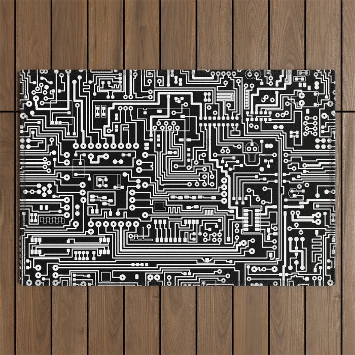Circuit Board on Black Outdoor Rug Gallery Image 1