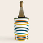 Natural Stripes Pattern in Moroccan Teal Blue Olive Green Mustard Orange Ochre White Wine Chiller Gallery Image 1