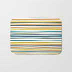 Natural Stripes Pattern in Moroccan Teal Blue Olive Green Mustard Orange Ochre White Bath Mat Gallery Image 1