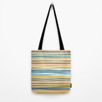 Natural Stripes Pattern in Moroccan Teal Blue Olive Green Mustard Orange Ochre White Tote Bag Gallery Image 2