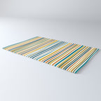 Natural Stripes Pattern in Moroccan Teal Blue Olive Green Mustard Orange Ochre White Rug Gallery Image 3