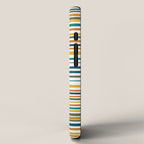 Natural Stripes Pattern in Moroccan Teal Blue Olive Green Mustard Orange Ochre White iPhone Case Gallery Image 2