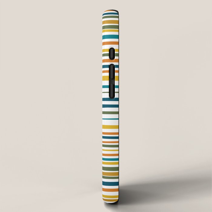 Natural Stripes Pattern in Moroccan Teal Blue Olive Green Mustard Orange Ochre White iPhone Case Gallery Image 2