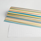 Natural Stripes Pattern in Moroccan Teal Blue Olive Green Mustard Orange Ochre White Wrapping Paper Gallery Image 2