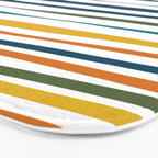 Natural Stripes Pattern in Moroccan Teal Blue Olive Green Mustard Orange Ochre White Bath Mat Gallery Image 3