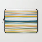 Natural Stripes Pattern in Moroccan Teal Blue Olive Green Mustard Orange Ochre White Laptop Sleeve Gallery Image 1