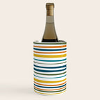 Natural Stripes Pattern in Moroccan Teal Blue Olive Green Mustard Orange Ochre White Wine Chiller Gallery Image 3