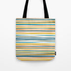 Natural Stripes Pattern in Moroccan Teal Blue Olive Green Mustard Orange Ochre White Tote Bag Gallery Image 1