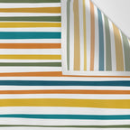 Natural Stripes Pattern in Moroccan Teal Blue Olive Green Mustard Orange Ochre White Wall Tapestry Gallery Image 3