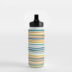 Natural Stripes Pattern in Moroccan Teal Blue Olive Green Mustard Orange Ochre White Water Bottle Gallery Image 2