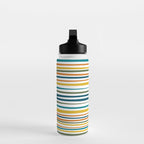 Natural Stripes Pattern in Moroccan Teal Blue Olive Green Mustard Orange Ochre White Water Bottle Gallery Image 3