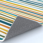Natural Stripes Pattern in Moroccan Teal Blue Olive Green Mustard Orange Ochre White Rug Gallery Image 4