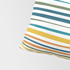 Natural Stripes Pattern in Moroccan Teal Blue Olive Green Mustard Orange Ochre White Pillow Sham Gallery Image 4