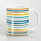 Natural Stripes Pattern in Moroccan Teal Blue Olive Green Mustard Orange Ochre White Coffee Mug Gallery Image 1