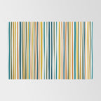 Natural Stripes Pattern in Moroccan Teal Blue Olive Green Mustard Orange Ochre White Rug Gallery Image 2