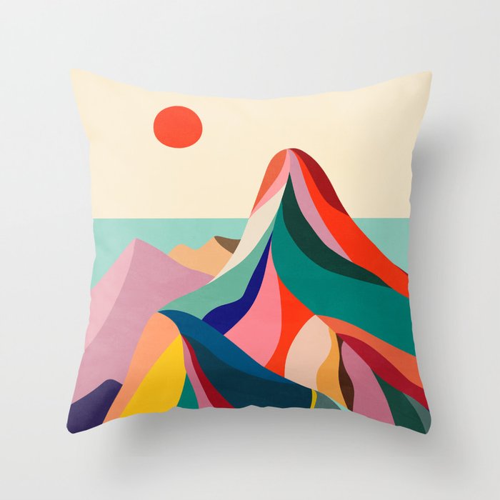 Mid Century Rainbow Mountains Throw Pillow Gallery Image 6
