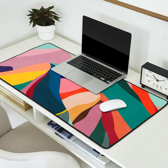 Mid Century Rainbow Mountains Desk Mat Gallery Image 2