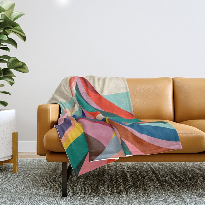 Mid Century Rainbow Mountains Throw Blanket Gallery Image 1