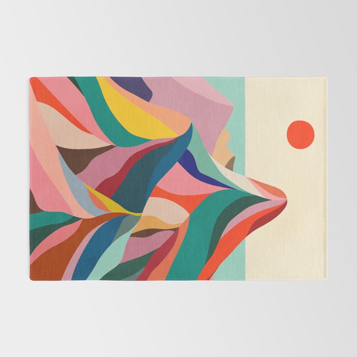 Mid Century Rainbow Mountains Rug Gallery Image 2