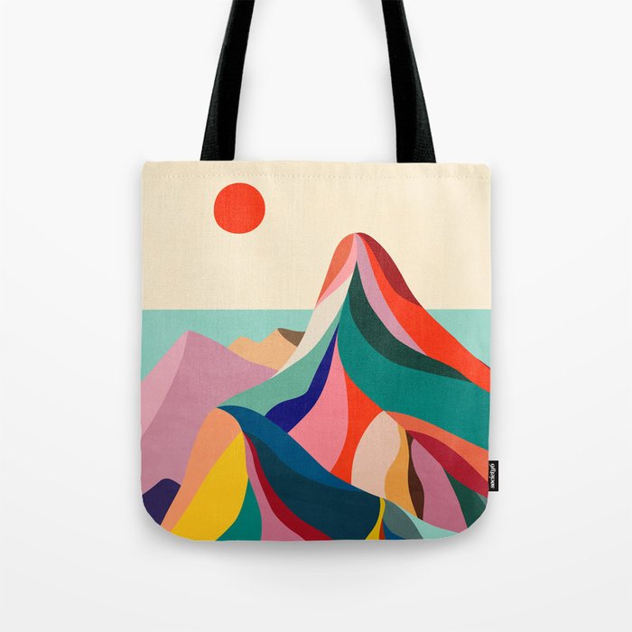 Mid Century Rainbow Mountains Tote Bag Gallery Image 1