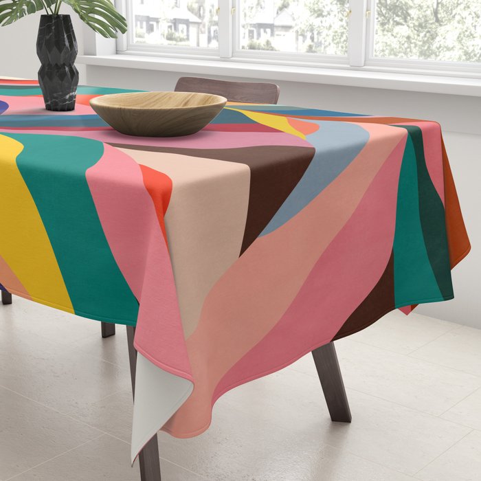 Mid Century Rainbow Mountains Tablecloth Gallery Image 3