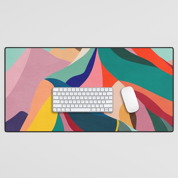 Mid Century Rainbow Mountains Desk Mat Gallery Image 1