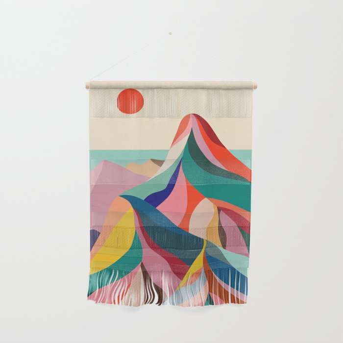 Mid Century Rainbow Mountains Wall Hanging Gallery Image 1