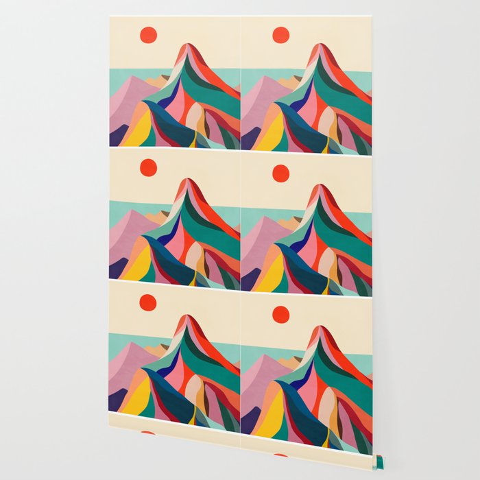 Mid Century Rainbow Mountains Wallpaper Gallery Image 2