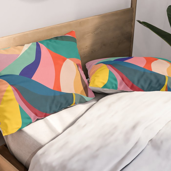 Mid Century Rainbow Mountains Pillow Sham Gallery Image 2