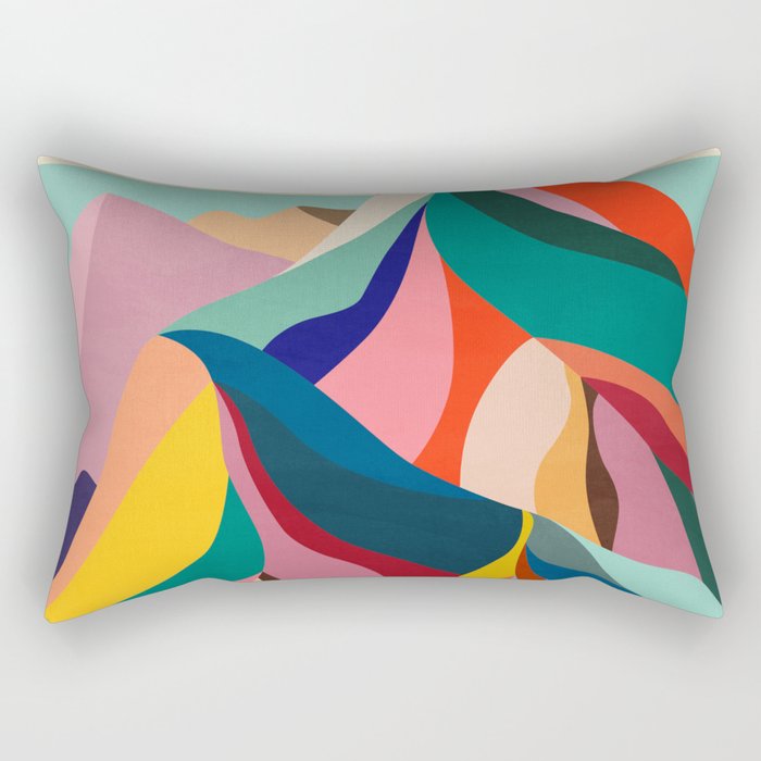 Mid Century Rainbow Mountains Rectangular Pillow Gallery Image 2