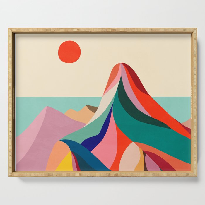 Mid Century Rainbow Mountains Serving Tray Gallery Image 1