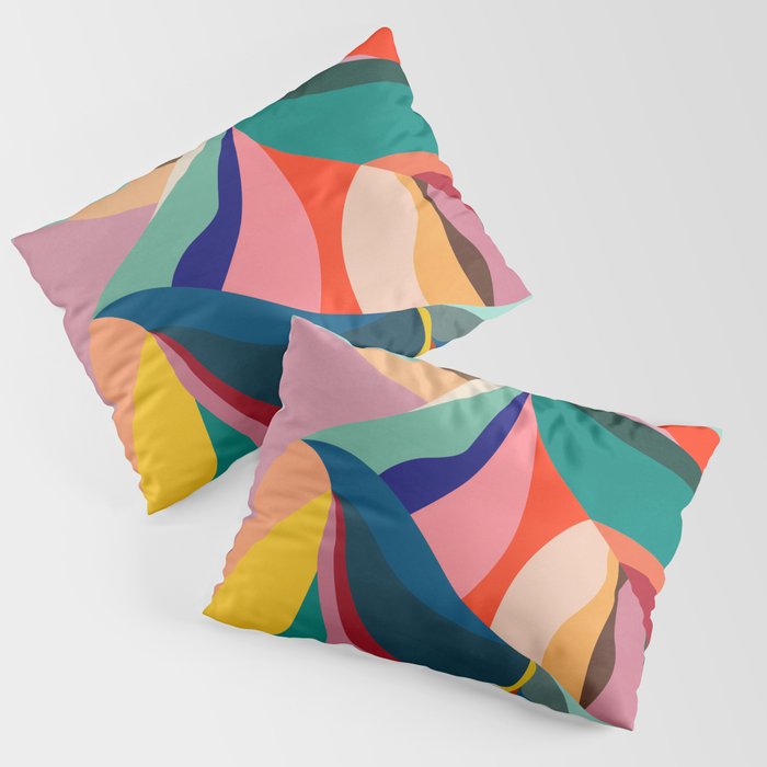 Mid Century Rainbow Mountains Pillow Sham Gallery Image 3